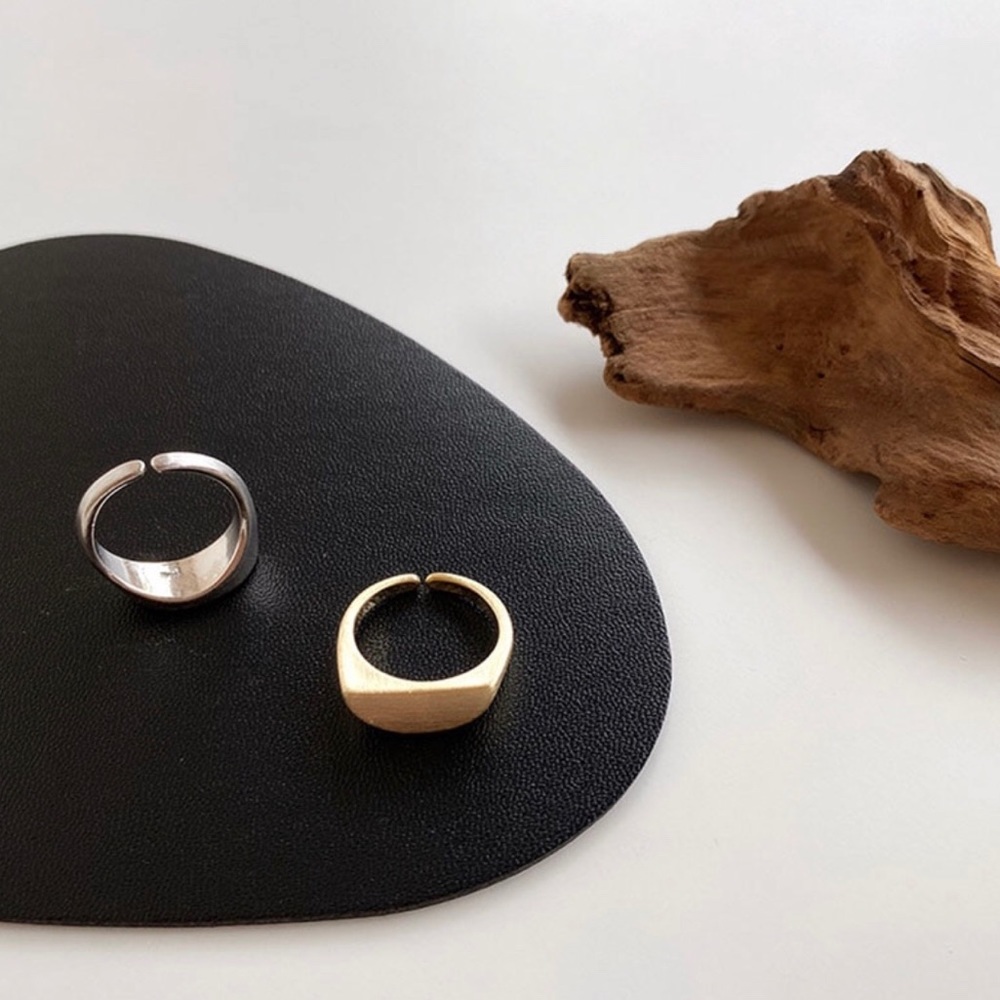 Matte Gold Signet Stackable Moon Ring - image 3